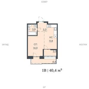 1-к квартира, строящийся дом, 40м2, 4/12 этаж