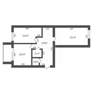 2-к квартира, вторичка, 59м2, 6/14 этаж
