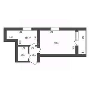 1-к квартира, вторичка, 45м2, 2/10 этаж