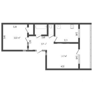 2-к квартира, вторичка, 57м2, 5/6 этаж