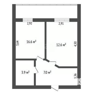 1-к квартира, вторичка, 34м2, 1/9 этаж