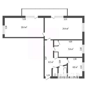 3-к квартира, вторичка, 69м2, 5/5 этаж
