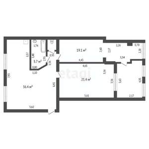 2-к квартира, вторичка, 84м2, 2/10 этаж
