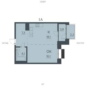1-к квартира, строящийся дом, 51м2, 11/12 этаж