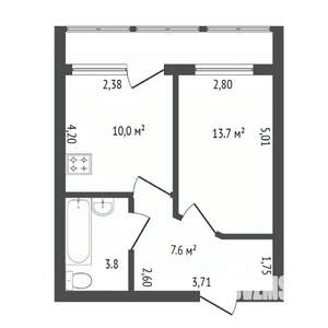 1-к квартира, вторичка, 37м2, 3/9 этаж