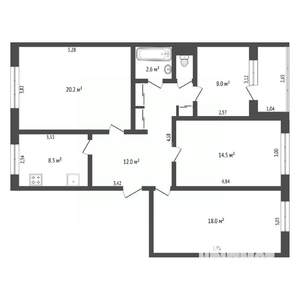 4-к квартира, вторичка, 86м2, 2/5 этаж