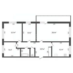 4-к квартира, вторичка, 71м2, 5/5 этаж