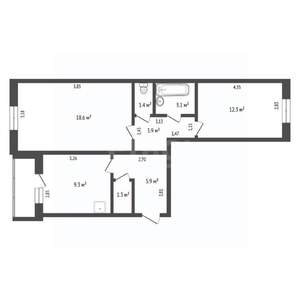 2-к квартира, вторичка, 56м2, 5/5 этаж