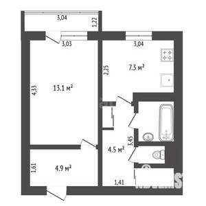 1-к квартира, вторичка, 35м2, 1/9 этаж