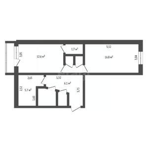 2-к квартира, вторичка, 44м2, 1/5 этаж