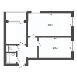 2-к квартира, вторичка, 54м2, 4/5 этаж