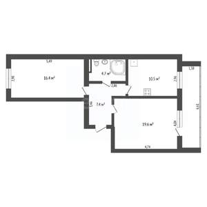 2-к квартира, вторичка, 57м2, 5/14 этаж