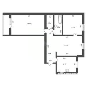 3-к квартира, вторичка, 60м2, 7/10 этаж