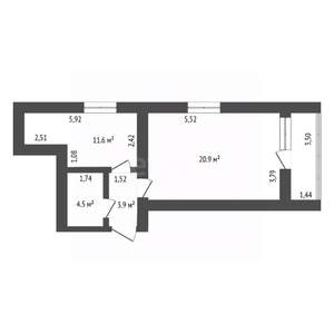 1-к квартира, вторичка, 45м2, 2/10 этаж
