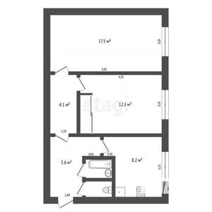 2-к квартира, вторичка, 52м2, 1/5 этаж