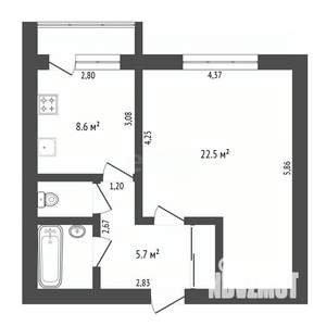 1-к квартира, вторичка, 42м2, 3/9 этаж