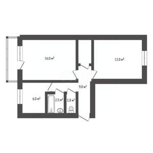 2-к квартира, вторичка, 44м2, 4/4 этаж