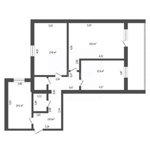 3-к квартира, вторичка, 77м2, 8/12 этаж