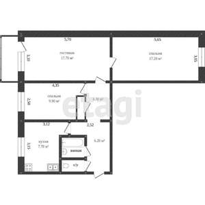 3-к квартира, вторичка, 73м2, 2/5 этаж