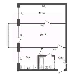 2-к квартира, вторичка, 54м2, 5/5 этаж