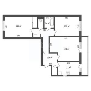 3-к квартира, вторичка, 69м2, 6/10 этаж