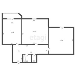 2-к квартира, вторичка, 55м2, 9/9 этаж