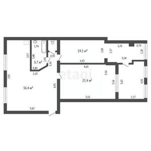 2-к квартира, вторичка, 84м2, 2/10 этаж