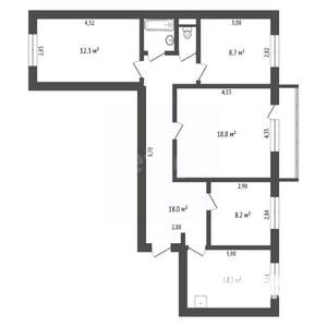 4-к квартира, вторичка, 82м2, 3/5 этаж