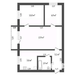 3-к квартира, вторичка, 50м2, 5/5 этаж