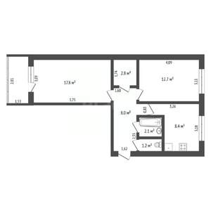2-к квартира, вторичка, 55м2, 1/5 этаж