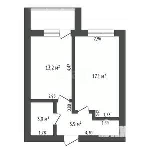 1-к квартира, вторичка, 42м2, 1/10 этаж