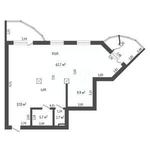3-к квартира, вторичка, 98м2, 13/22 этаж