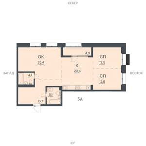 3-к квартира, строящийся дом, 99м2, 8/12 этаж