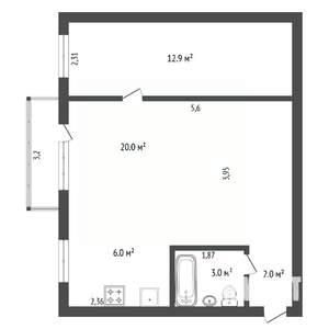 2-к квартира, вторичка, 43м2, 5/5 этаж