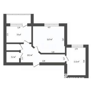 2-к квартира, вторичка, 55м2, 6/14 этаж
