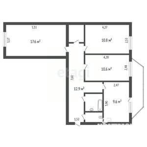 3-к квартира, вторичка, 69м2, 4/9 этаж