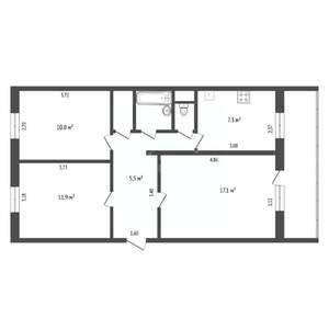 3-к квартира, вторичка, 60м2, 3/5 этаж