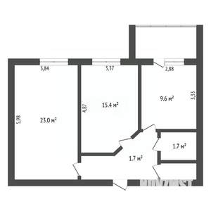 2-к квартира, вторичка, 59м2, 1/10 этаж