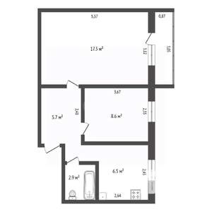 2-к квартира, вторичка, 43м2, 4/5 этаж