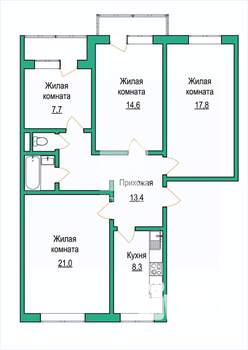 4-к квартира, вторичка, 86м2, 5/5 этаж