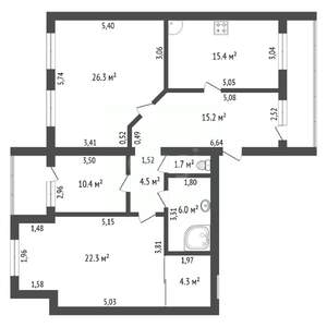 3-к квартира, вторичка, 106м2, 5/6 этаж