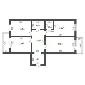 3-к квартира, вторичка, 108м2, 13/15 этаж