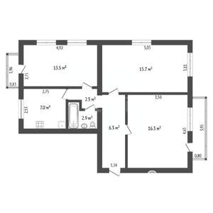 3-к квартира, вторичка, 64м2, 4/4 этаж