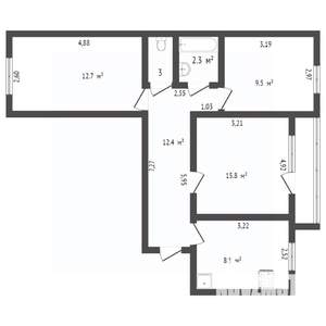 3-к квартира, вторичка, 60м2, 1/10 этаж