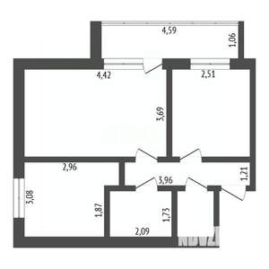2-к квартира, вторичка, 46м2, 1/10 этаж