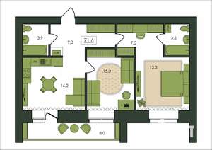 2-к квартира, строящийся дом, 72м2, 3/9 этаж