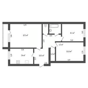 3-к квартира, вторичка, 60м2, 4/5 этаж
