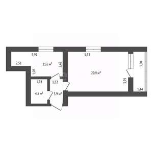 1-к квартира, вторичка, 45м2, 2/10 этаж