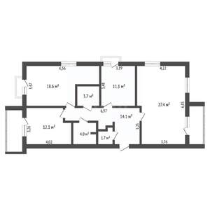3-к квартира, вторичка, 93м2, 9/9 этаж