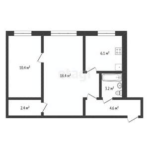 2-к квартира, вторичка, 45м2, 2/5 этаж